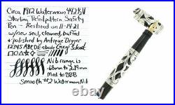 C1912 Waterman 442 1/2v Safety Sterling Trefoil Pattern Fountain Pen Restored