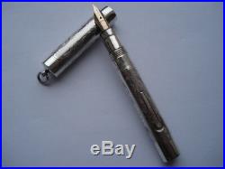 C1920s Mabie Todd&co Ltd New York Patterned Silver Lever Filler Fountain Pen
