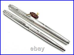 C1983 Parker 75 Florence Fine Sterling Silver Fountain Pen & Ballpoint Set 14k M