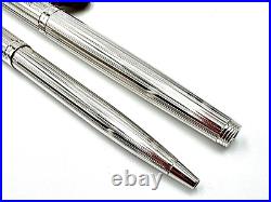 C1983 Parker 75 Florence Fine Sterling Silver Fountain Pen & Ballpoint Set 14k M