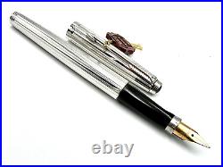 C1983 Parker 75 Florence Fine Sterling Silver Fountain Pen & Ballpoint Set 14k M