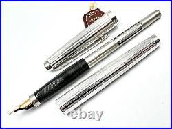 C1983 Parker 75 Florence Fine Sterling Silver Fountain Pen & Ballpoint Set 14k M