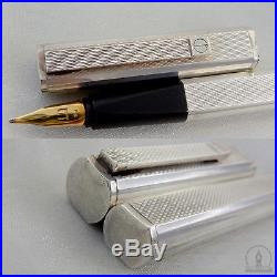 C1985 Dunhill Gemline Dress Sterling Silver Barleycorn Fountain Pen 18C B Nib