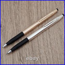 CROSS Century Rollerball Pens Sterling Silver & 14Kt Rolled Gold IRELAND 70s