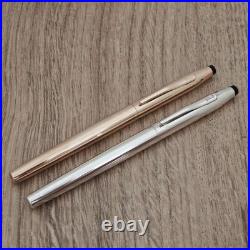 CROSS Century Rollerball Pens Sterling Silver & 14Kt Rolled Gold IRELAND 70s