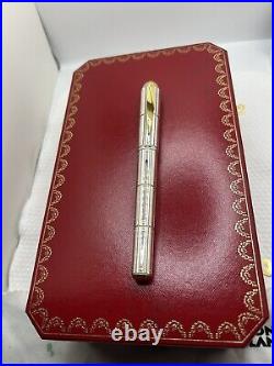 Cartier Exceptional Santos LE Sterling Silver Fountain Pen, 18K M Nib-Mint