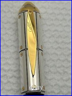 Cartier Exceptional Santos LE Sterling Silver Fountain Pen, 18K M Nib-Mint