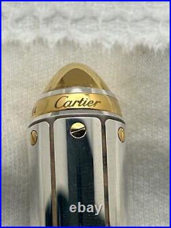 Cartier Exceptional Santos LE Sterling Silver Fountain Pen, 18K M Nib-Mint