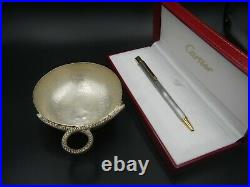 Cartier Santos SS925 Sterling Silver and 18K Gold Vermeil Ballpoint Pen MINT