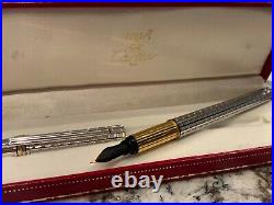 Cartier Vintage Authentic Pen Trinity 3 Stainless Steel 18k 750nib Fountain Pen