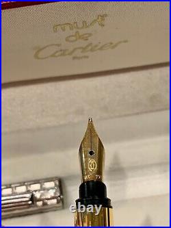 Cartier Vintage Authentic Pen Trinity 3 Stainless Steel 18k 750nib Fountain Pen