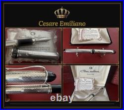 Cesare Emiliano 925 Solid Silver Fountain Pen Hand-Finished In Box NOS