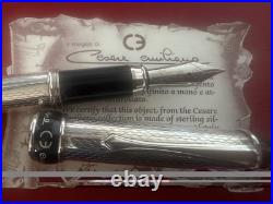 Cesare Emiliano 925 Solid Silver Fountain Pen Hand-Finished In Box NOS