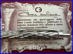 Cesare Emiliano Sterling Silver 925 Solid Pen Ballpoint Vintage Relief Weave