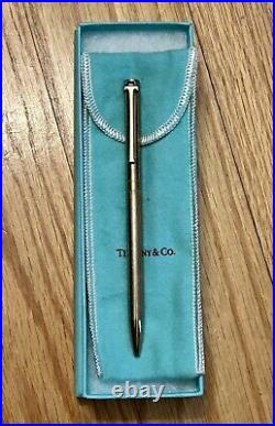 Classic Vintage Sterling Silver Tiffany New York'T' Clip Ball Point Pen W Box