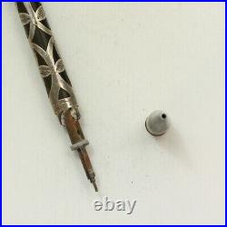 Collectible Antique Morrison's Sterling Silver Leaf Inlay Pen / Pencil Set