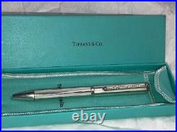 Collectible Tiffany & Co. ATLAS Sterling Silver With DIAMOND clip Ballpoint Pen