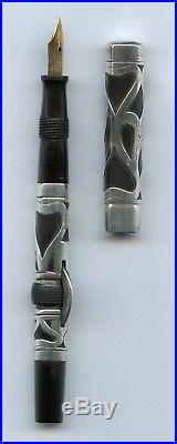 Conklin Crescent Filler BHR Sterling Silver Filigree Pen with Leaf Pattern