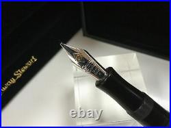 Conway Stewart Marlborough black and sterling silver fountain pen +boxes