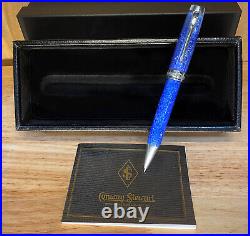 Conway Stewart Sterling Silver Duro Sapphire Blue Ballpoint Pen box & papers