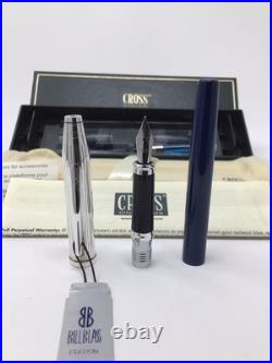 Cross Century II Sterling Silver Translucent Blue Lacquer Fountain Pen F Nib VTG