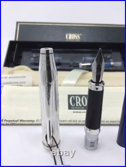 Cross Century II Sterling Silver Translucent Blue Lacquer Fountain Pen F Nib VTG