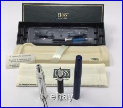 Cross Century II Sterling Silver Translucent Blue Lacquer Fountain Pen F Nib VTG