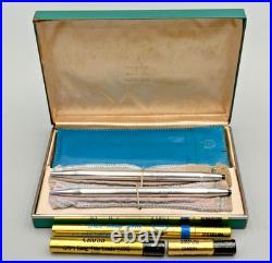 Cross Ladies Sterling Silver Pen & Pencil #3041 in Teal Box + Holder & Refill