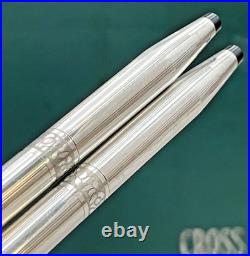 Cross Ladies Sterling Silver Pen & Pencil #3041 in Teal Box + Holder & Refill