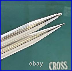 Cross Ladies Sterling Silver Pen & Pencil #3041 in Teal Box + Holder & Refill