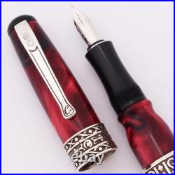 Curtis Australia Elegance Regency Fountain Pen Red w Sterling Trim, Med 14k