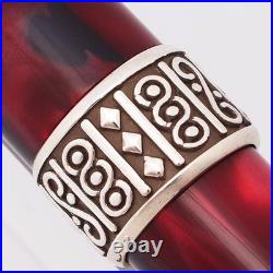Curtis Australia Elegance Regency Fountain Pen Red w Sterling Trim, Med 14k