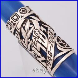 Curtis Australia Israel LE Fountain Pen Blue Resin & Sterling, Med 14k (New)