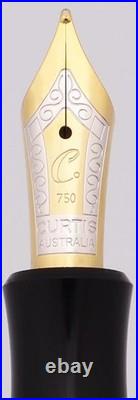Curtis Australia Jamestown Fountain Pen Engraved Sterling Silver, 18k Nib NEW