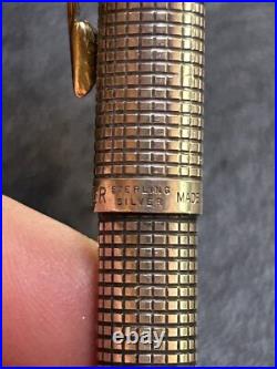 DEFECTIVE Parker Vintage Classic Grid Sterling Silver Ballpoint Pen c196 G3D