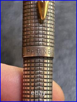 DEFECTIVE Parker Vintage Classic Grid Sterling Silver Ballpoint Pen c196 G3D