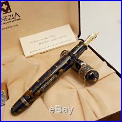 DELTA VENEZIA Sterling Silver Limited Edition 18K Nib Fountain Pen with Pen Stand