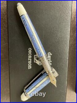 David Oscarson Trellis Fountain Pen Limited 04/88 Edition Azure White/rhodium