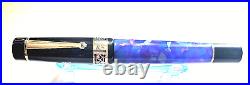 Delta 365 Fountain Pen Blue White Black Sterling Silver Trim 18 K Fine Gold Nib