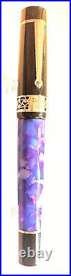 Delta 365 Fountain Pen Blue White Black Sterling Silver Trim 18 K Fine Gold Nib