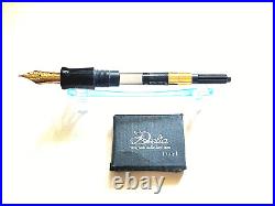 Delta 365 Fountain Pen Blue White Black Sterling Silver Trim 18 K Fine Gold Nib