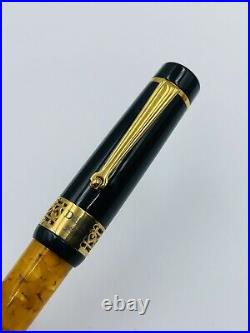 Delta 365 Italy Sterling Silver Marbled Yellow Plastic Ballpoint Pen