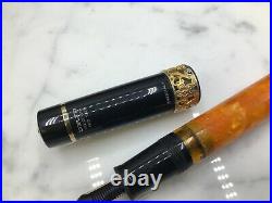 Delta Dolcevita Orange & Black Gold Sterling Silver Fountain Pen 18k Medium Nib