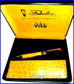 Delta Dolcevita Orange Black MID Size Ball Pen In Box. Superb Minty Condition