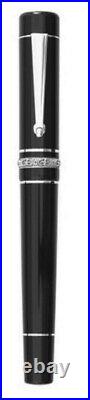 Delta Dreidel Fountain Pen Black & Sterling Silver Fine Pt 18K Gold New In Box