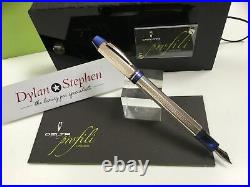 Delta Profili 925 sterling silver + blue fountain pen 14K medium nib + box NEW