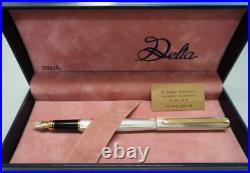 Delta Sterling Silver Fountain Pen 18 Kt. Fine Point Nib New In Box Vintage