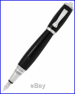 Dunhill Bulldog Black Sterling Silver Fountain Pen (M) NXF1903