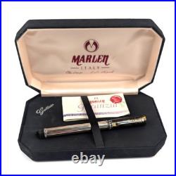 Elegant Vintage Marlen Sterling Silver Collection Fountain Pen 18K Gold NIB