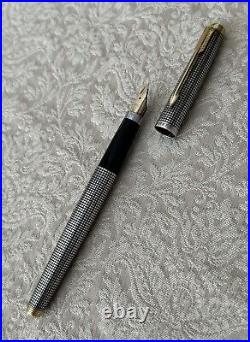 Excellent Parker 75 Fountain Pen, Sterling Silver Cisele withGold Trim, USA